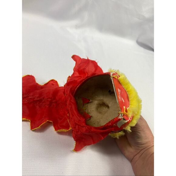 Vintage Chinese Paper Mache Lion Dance Puppet Head Red Yellow Decorative - Picture 5 of 5